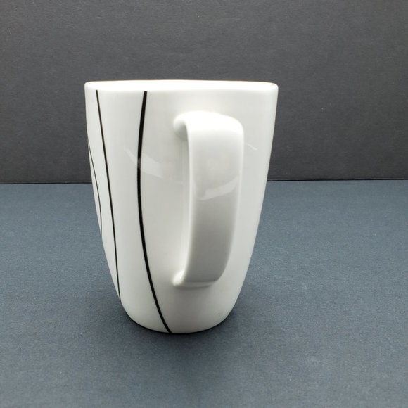 Corelle Coordinates Simple Lines Porcelain Mugs White Mugs Black Lines Circles - Picture 7 of 10